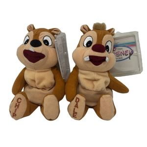 Vintage‎ Disney Store Chip & Dale Bean Bag Plush NEW w/ Tags & Protector